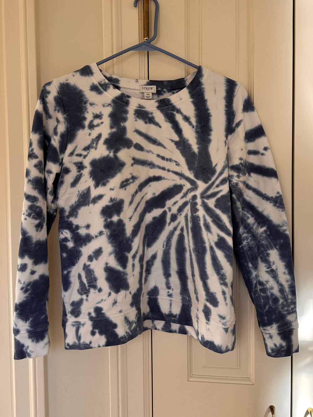 J. Crew Navy & White Spiral Tie-Dye Crewneck Sweatshirt